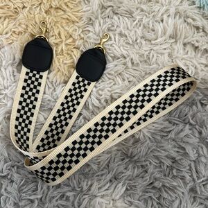 Clare V. Crossbody Black & Cream Checker Nylon Webbing Strap